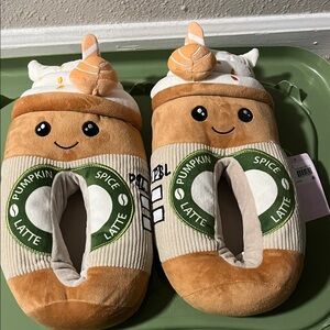 Pumpkin Spice Latte Plush Slippers